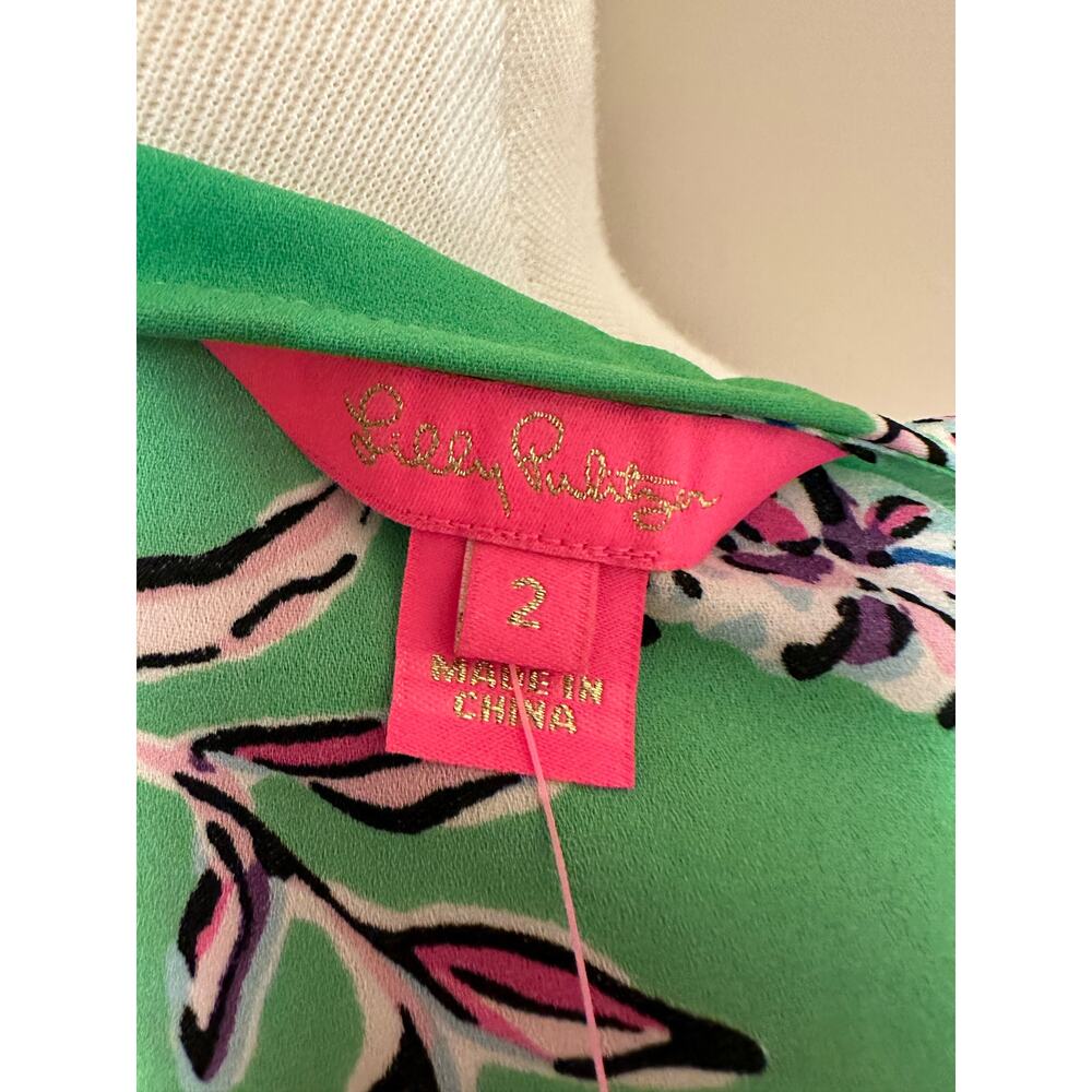 NWT Lilly Pulitzer Cristiana  Midi Dress Gecko Green Brewster Blooms Sz 2 - Picture 7 of 7